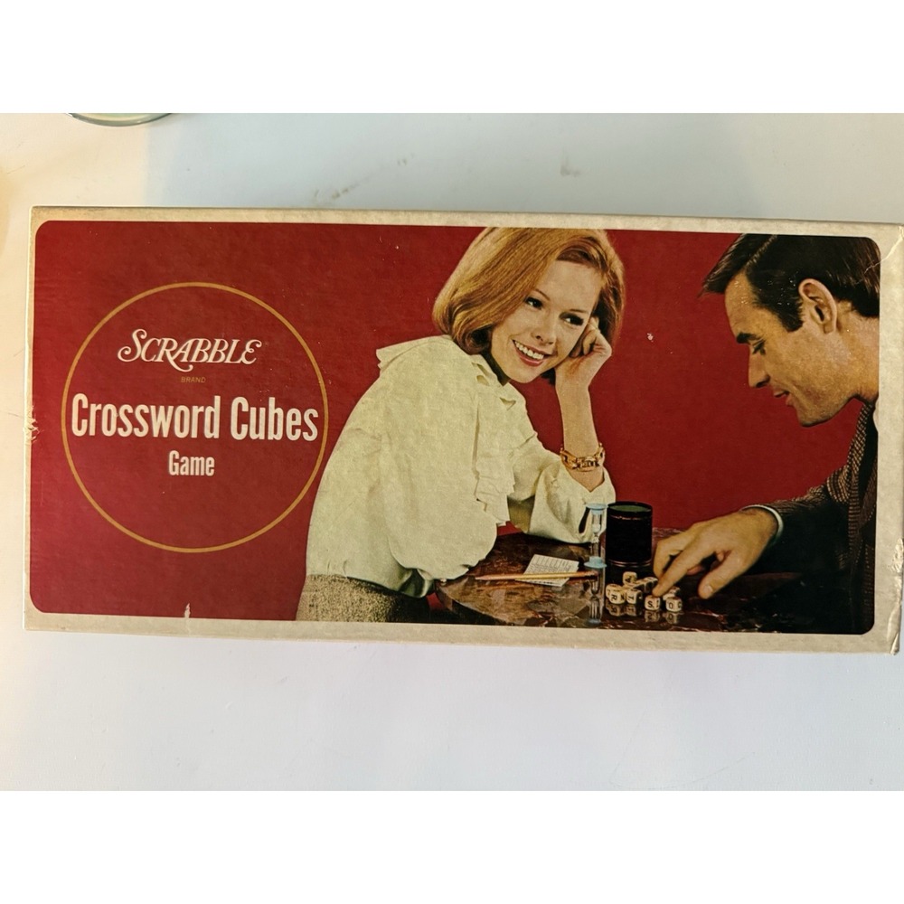 Vintage 1968 Scrabble Crossword Cubes Game Retro Decor Craft Incomplete